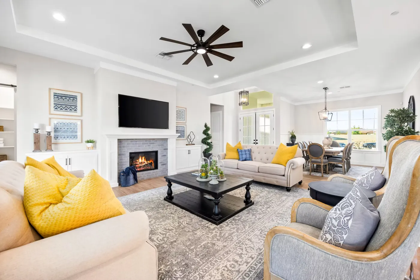 Virtually staged living room